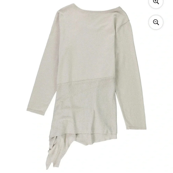 Alfani Asymmetrical Metallic Beige Womens Long Sleeve Shirt Size Extra Large - Picture 2 of 15